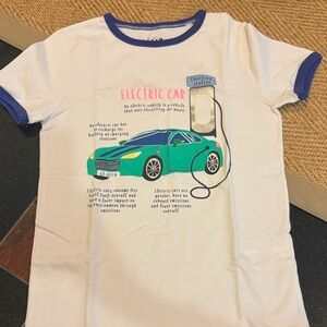 Mini Boden Electric Car Tee - Cream and Blue